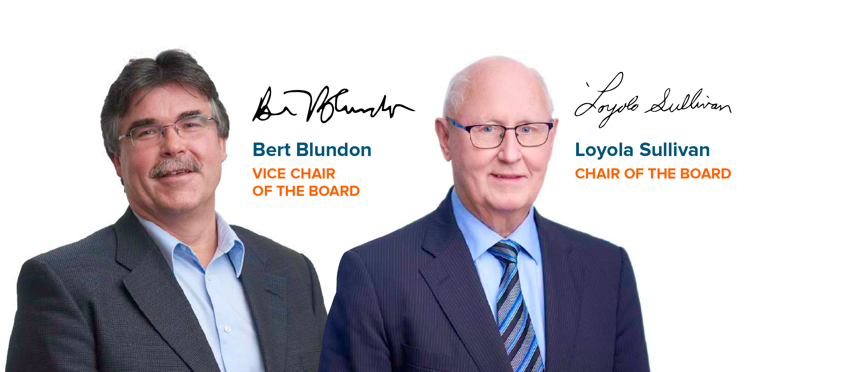 Chair and Vice Chair of the Board Signature and Headshot